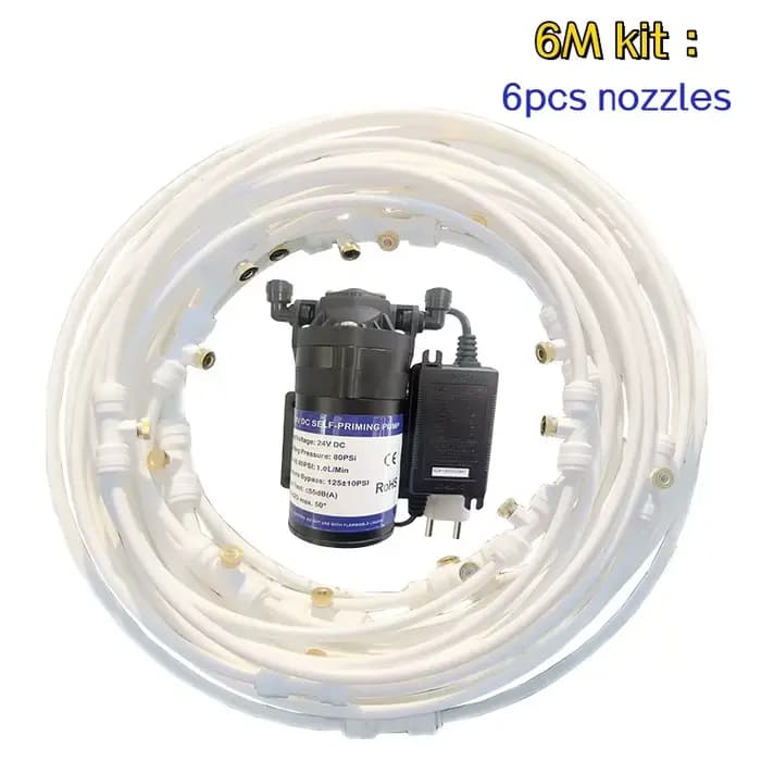 Système de brumisation 6M-20M, pulvérisateur à pompe à eau électrique 24V avec buse de brumisation e