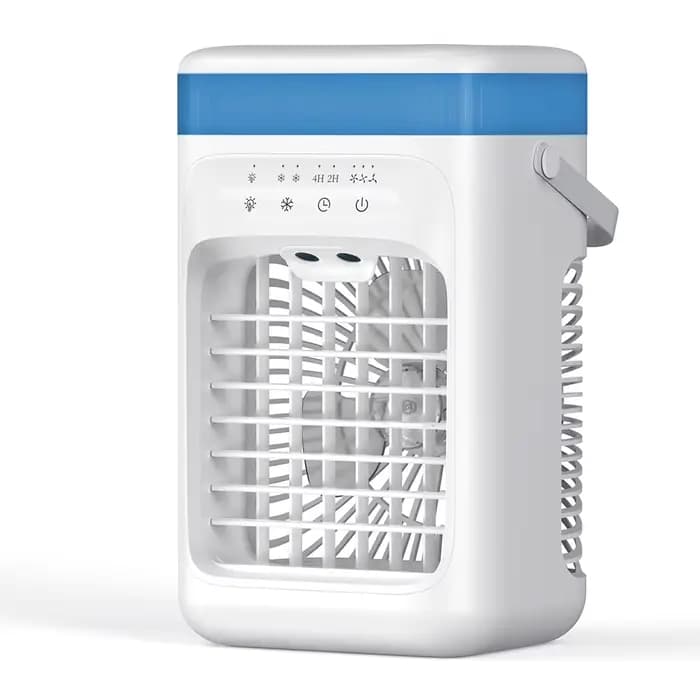 Ventilateur Climatiseur Portable 4-en-1 avec Humidificateur, Lumière LED Nocturne et Minuteur pour M