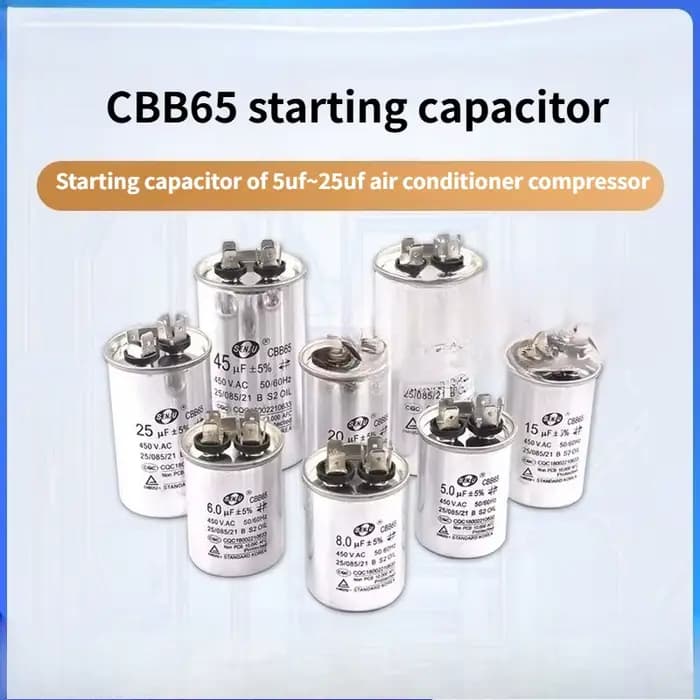 Condensateur de démarrage pour compresseur de climatisation CBB65 5/6/8/10/15/20/25UF 450V