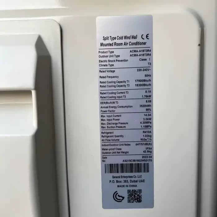 Climatiseur T3 pour refroidissement intense 18000 BTU gaz R410a résistant à la chaleur extrême pour les zones tropicales occasions spéciales