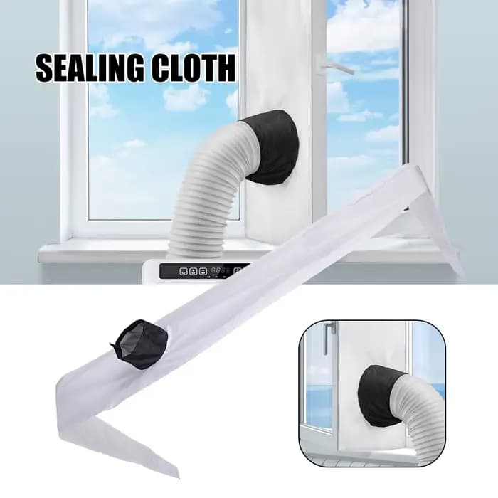 Joint d'étanchéité pour fenêtre de climatiseur portable, facile à installer, double avec corde de tension pour une meilleure étanchéité pour la maison et les journées chaudes