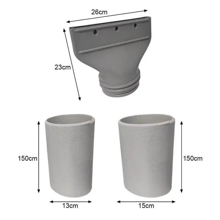 Adaptateur de tuyau plat pour les solutions de climatisation et d'échappement pour une installation facile avec languettes de verrouillage pour un fixation sécurisée