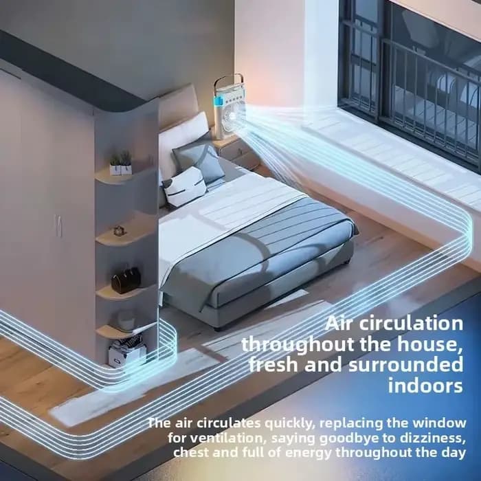 Xiaomi 3in1 Fan Air Conditioner Household Mini Air Cooler Led Night Light Portable Humidifier Air Adjustment Fan Office Home Fan