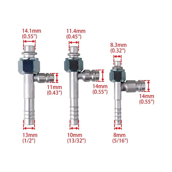 Raccords à jet de gaz R12 pour installation de climatisation de voiture avec buse de remplissage de gaz R134a en aluminium droit et résistant à 90 degrés pour tuyaux #6 #8 #10 occaions spéciales