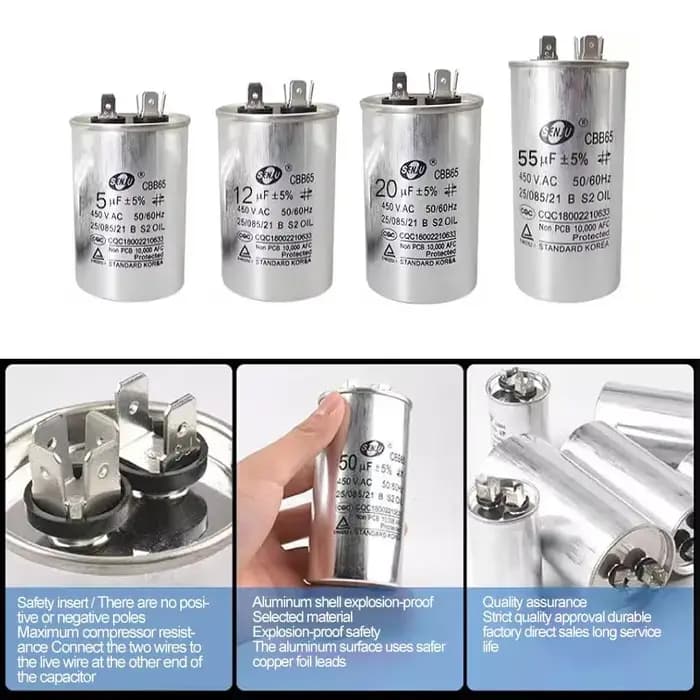 20UF25UF30UF 35UF 40UF 45UF 50UF 55UF 60-100UF CBB65 condensateur de climatiseur moteur de compresseur fonctionne