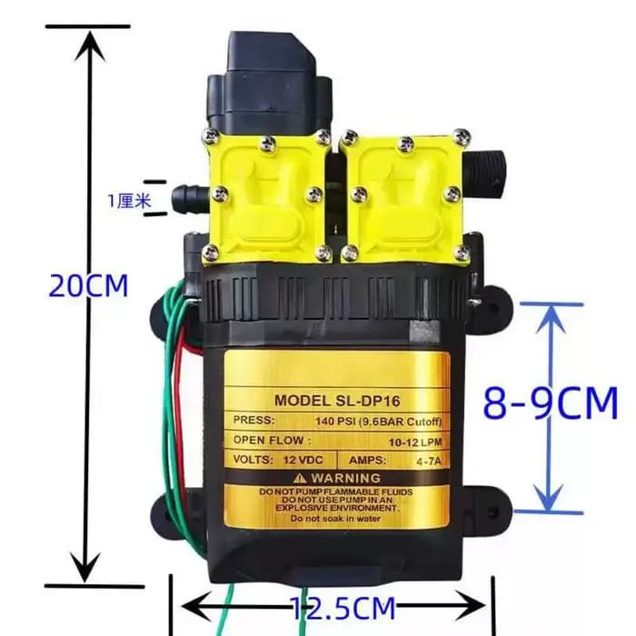 Pompe à eau électrique à double tête à diaphragme 12V