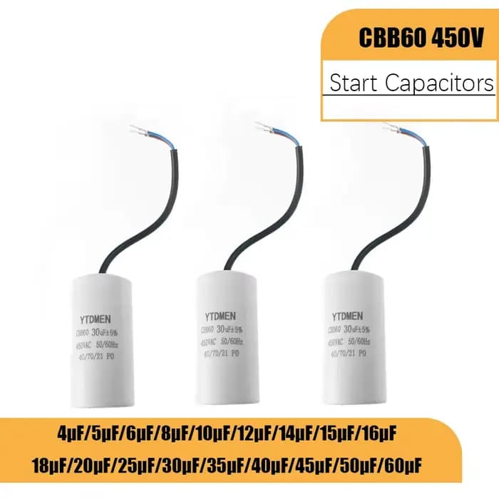 1 pièces CBB60 450V AC condensateur de fonctionnement de moteur 4/5/6/8/10/12/14/15/16/18/20/30/35/4