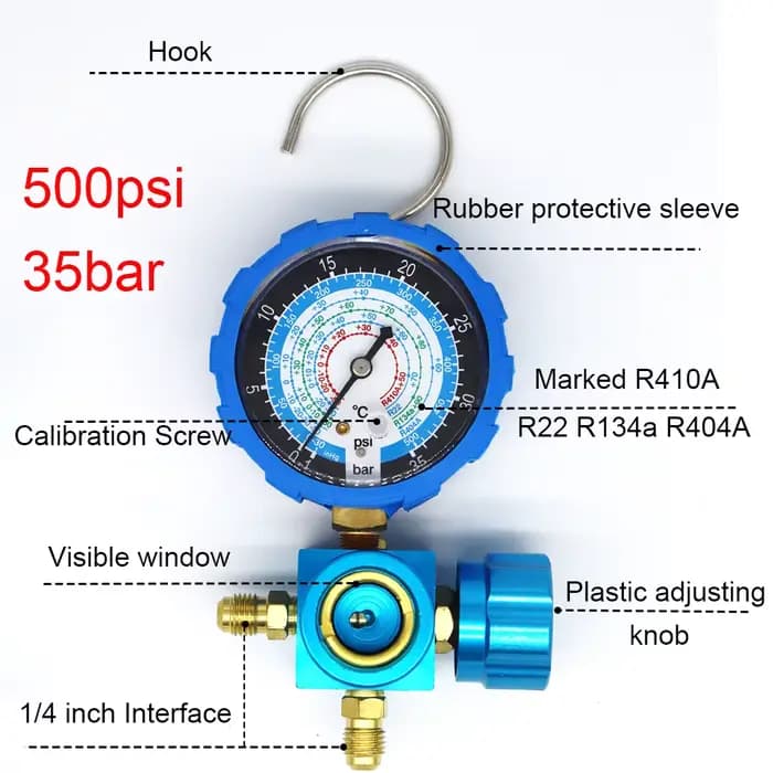Jauge de collecteur, manomètre et Valve de jauge de collecteur de climatisation 500/800psi 35/55kgf/