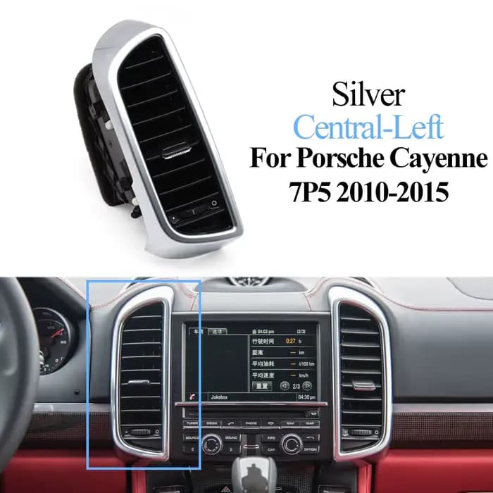 Sortie de grille d'aération de climatiseur central avant en carbone argenté, pièce de rechange pour