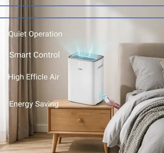 Déshumidificateur Haier 220V purificateur d'air silencieux pour humidité excessive chambre à coucher intérieure sous-sol occasionnels usage quotidien santé bien-être confort familial