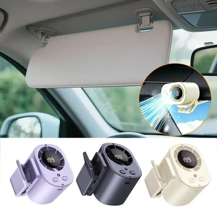 Ventilateur de climatisation portable à clipser pour voiture avec écran LED, rotation à 360°, rechargeable par USB, pour bureau, voiture, extérieur