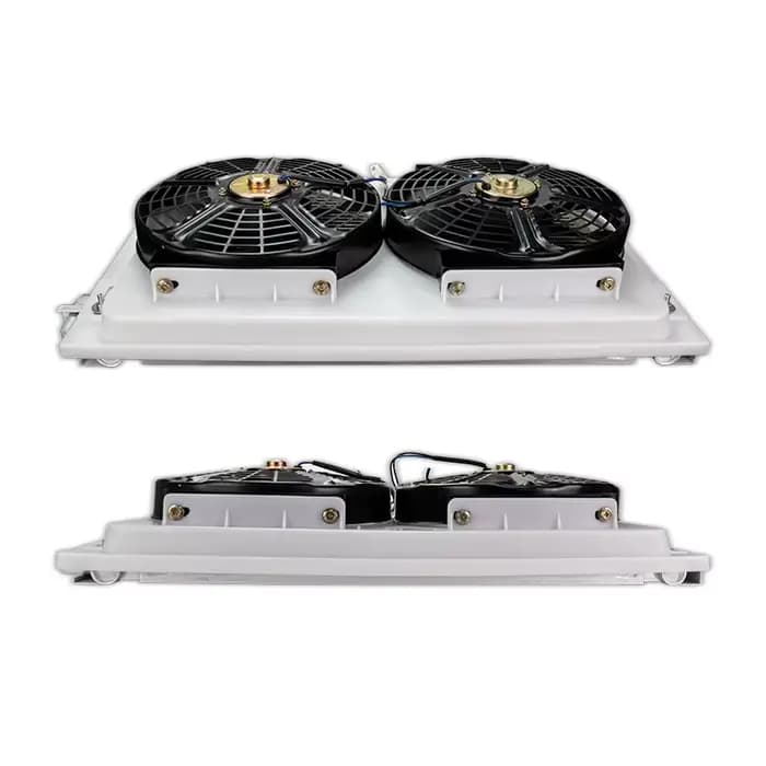 Ensemble de ventilateur de refroidissement de radiateur et de condensateur de climatisation 14 x 23 pour voiture van bus camion pick-up système de climatisation aluminium et plastique