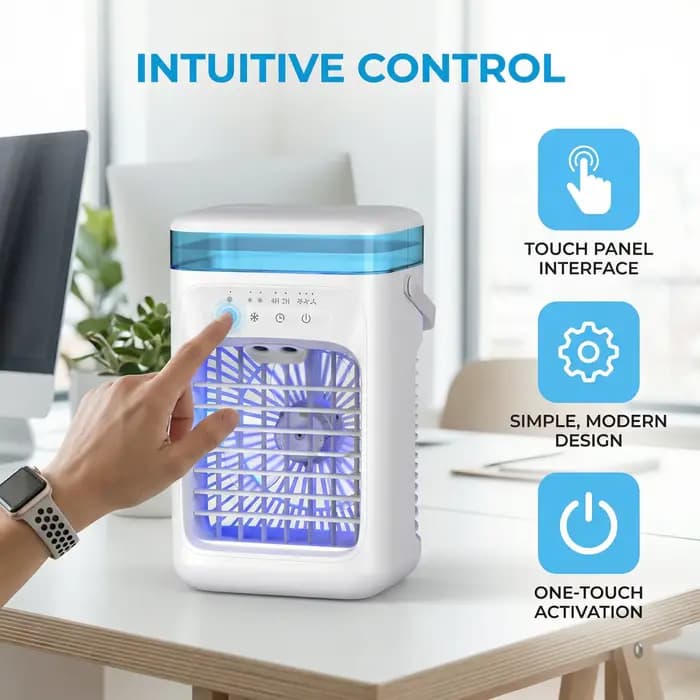 Ventilateur rafraîchissant d'été, adapté à la chambre, aux voyages et à une utilisation en extérieur, fonctionne silencieusement et peut être utilisé avec de l'eau ou de la glace