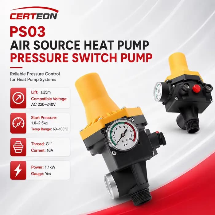 Pressostat PS03 Contrôleur Automatique de Surpression Système Domestique Étanche IP65 Compatible Pompe à Eau et Pompe à Chaleur Occasions Spéciales Bâtiments Résidentiels et Commerciaux