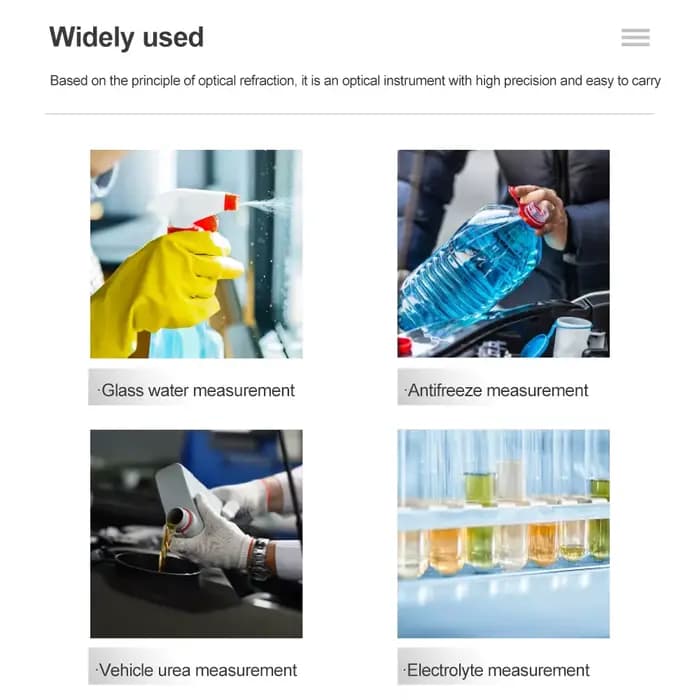 Réfractomètre Antigel 4 en 1 Testeur de Liquide de Refroidissement AdBlue Batterie Occasions Spéciales Entretien Véhicule