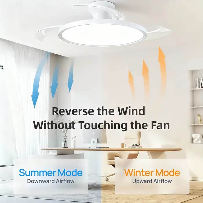 IRALAN ventilateur de plafond Invisible moderne avec lumière LED moteur à courant continu grand Volume d'air télécommande pour chambre salle à manger