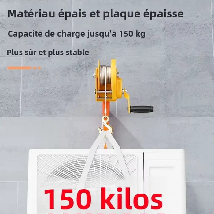 Outil professionnel de levage de climatiseur avec palan de treuil manuel pour l'élimination des unités extérieures AC