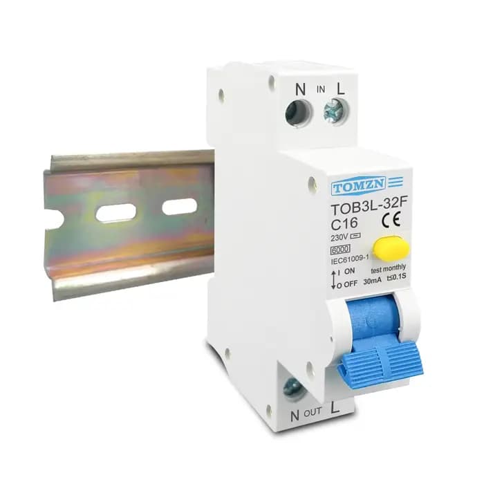 Disjoncteur différentiel automatique RCBO 1P+N 6KA 18MM 230V 50/60Hz avec protection contre les surintensités et les fuites de courant