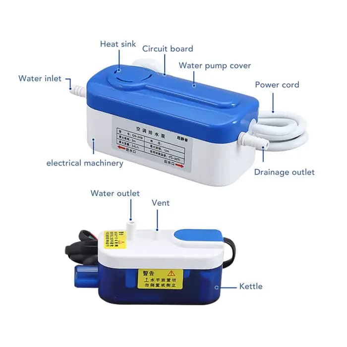 Pompe à condensats HVAC pour climatiseur portable mini-split ultra silencieuse pour maison et bureau à utiliser toute l'année
