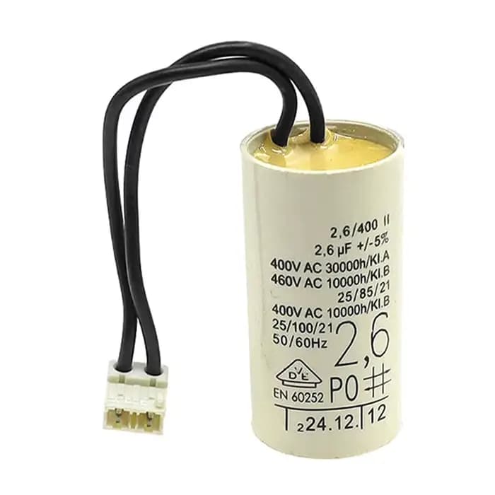 Condensateur de pompe à eau pour chaudière 2uF 2.5uF 2.6uF 3uF, en plastique et métal avec connecteur, pour moteur de circulation, montage mural - 1 pièce
