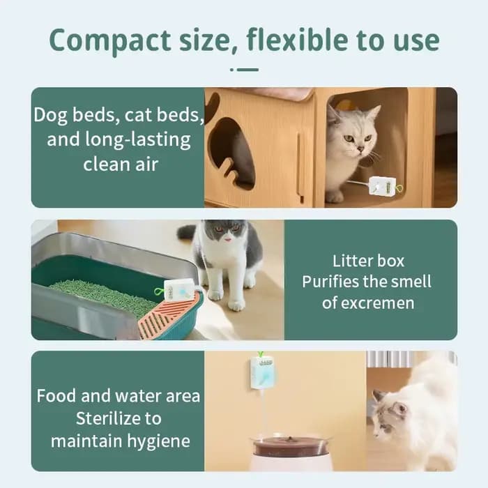 Purificateur d'air pour chat avec capteur intégré alimentation USB pour amélioration de la qualité de l'air à domicile pour animaux de compagnie allergies et sensibilités