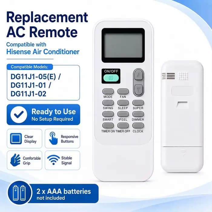 Télécommande de remplacement pour climatiseur Hisense DG11J1-05(E) DG11J1-01 DG11J1-02