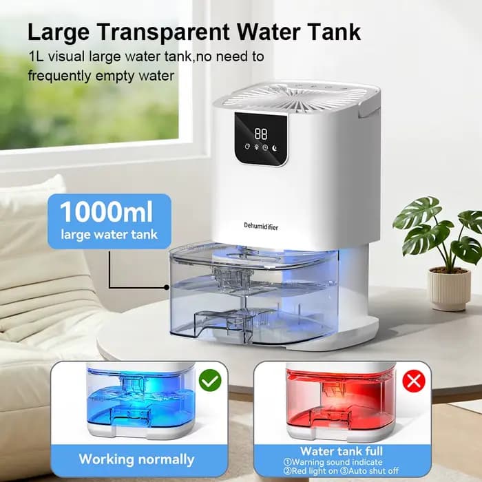 Déshumidificateur d'air grande capacité 1000ML pour maison