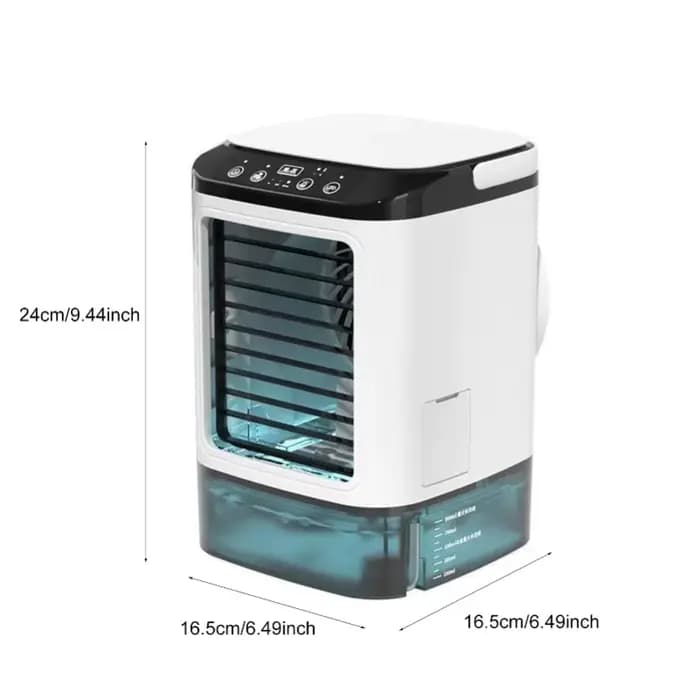 Refroidisseur d'air personnel évaporatif avec lumière d'ambiance colorée et compartiment à glace pour bureau et voyage occasions estivales et chaudes