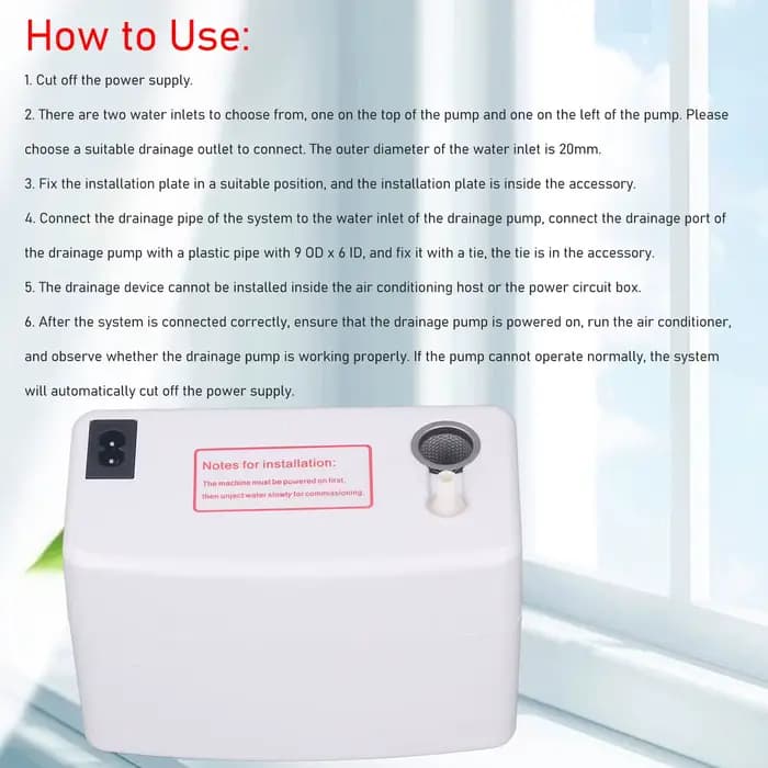 Pompe de vidange automatique pour climatiseur 24L/h avec boite de stockage d'eau 200ml pour maintenir un environnement sec et confortable sans entretien fastidieux