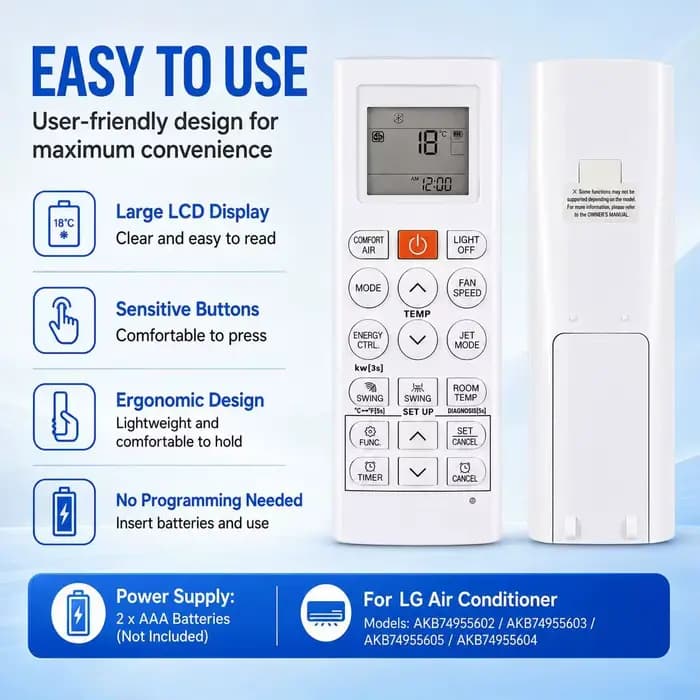 Télécommande de remplacement pour climatiseur LG AKB74955602 AKB74955603 AKB74955605 AKB74955604
