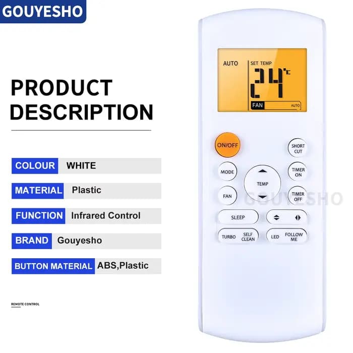 Nouvelle télécommande originale RG57A16/BGEF pour climatiseur Midea FRESH AC RG57A2/BGEF frais et chaleur avec rétro-éclairage
