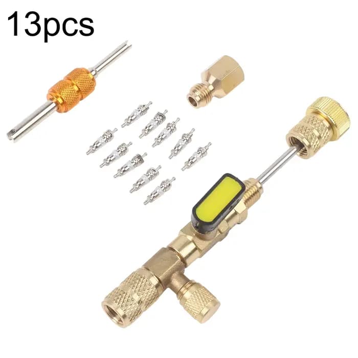 Outil de pose et de retrait de noyau de valve en laiton et acier inoxydable pour climatiseurs R12 R22 R404 R407 R410 R32 pour propriétaires de maison et professionnels