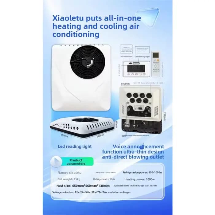 Système de climatisation intégré haut de gamme 12V 24V 48-72V pour petites voitures à des fins de stationnement